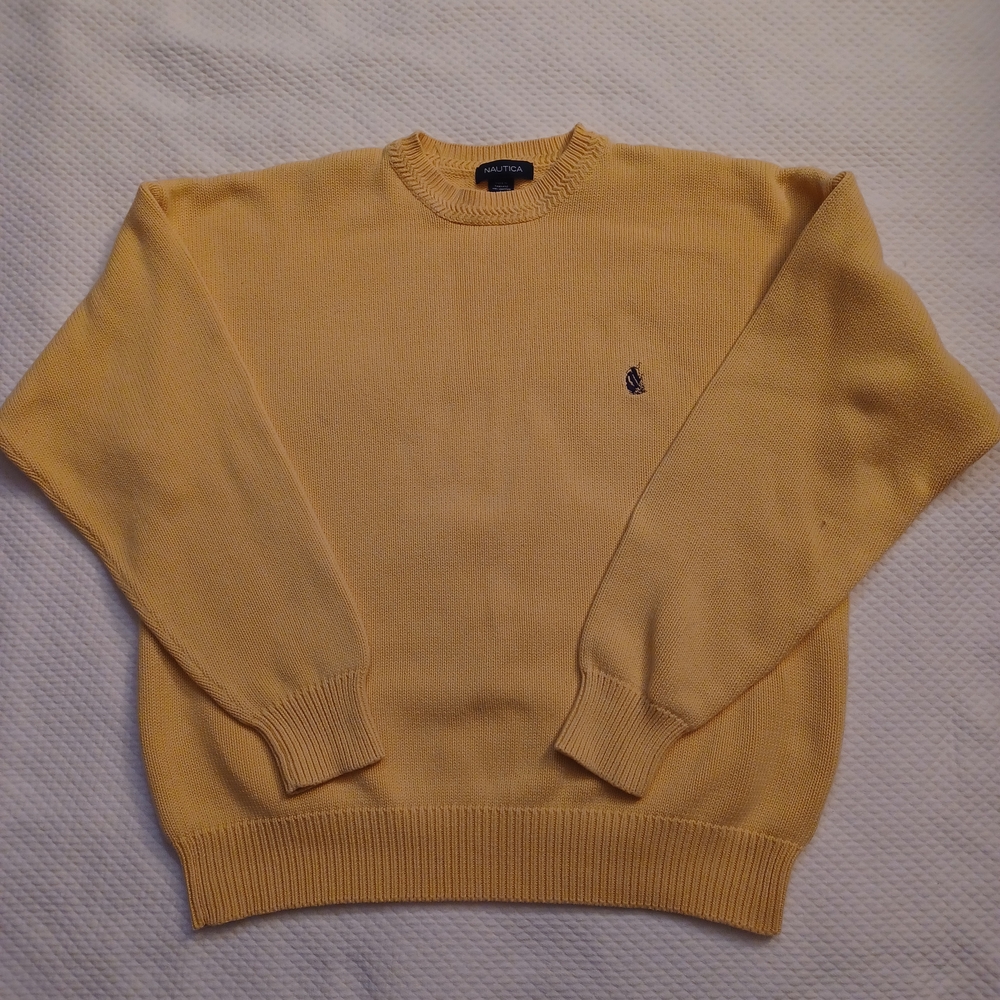 Vintage Nautica Yellow Crewneck Sweater Men's Size Large